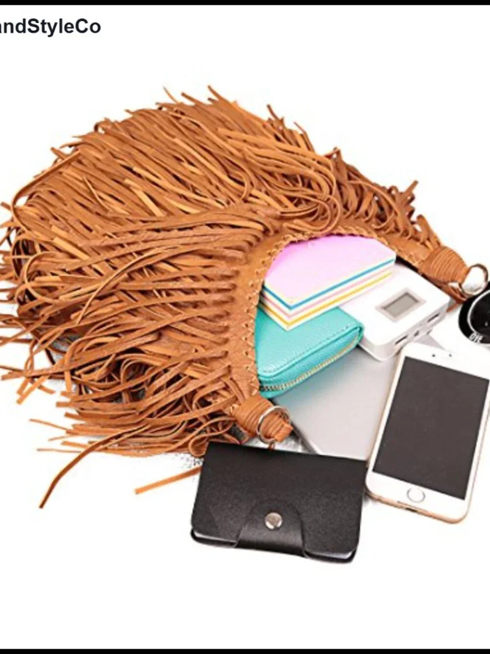 Women Fringe Tassel Cross Body Bag PU Leather Leisure Shoulder Bag